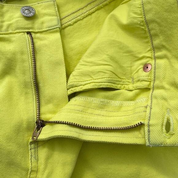 New Citizens of Humanity Blaze Yellow Frayed Hem Jean Denim Mini Skirt Sz 27 - Picture 10 of 12